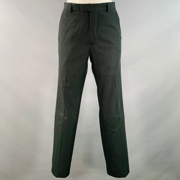 DRIES VAN NOTEN Size 34 Dark Green Cotton Twill Notch Lapel Suit - Picture 4 of 14